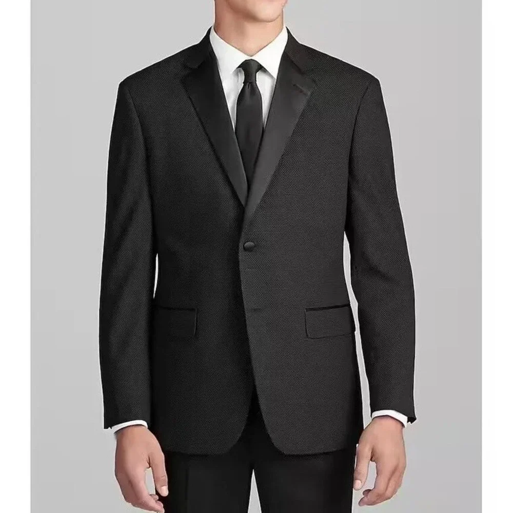 Jos A Bank Men's Dinner Jacket Blazer Black Tailored Fit‎ 40R Wool Blend C070551